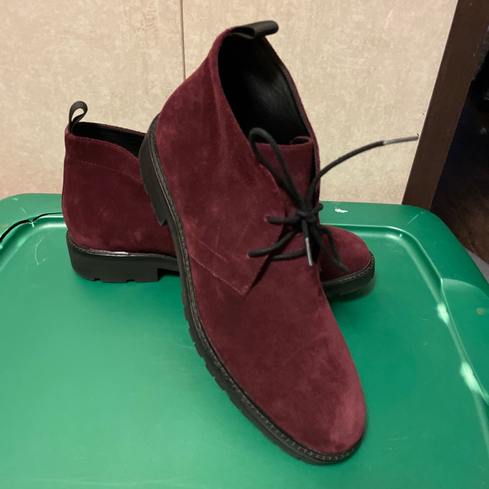 Calvin Klein Men's Ultan Ankle Bootie Wine Calf Suede Size 11.5 M